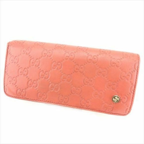 Gucci Wallet Purse Long Wallet Guccissima Pink Woman Authentic Used T7170 - Picture 1 of 8